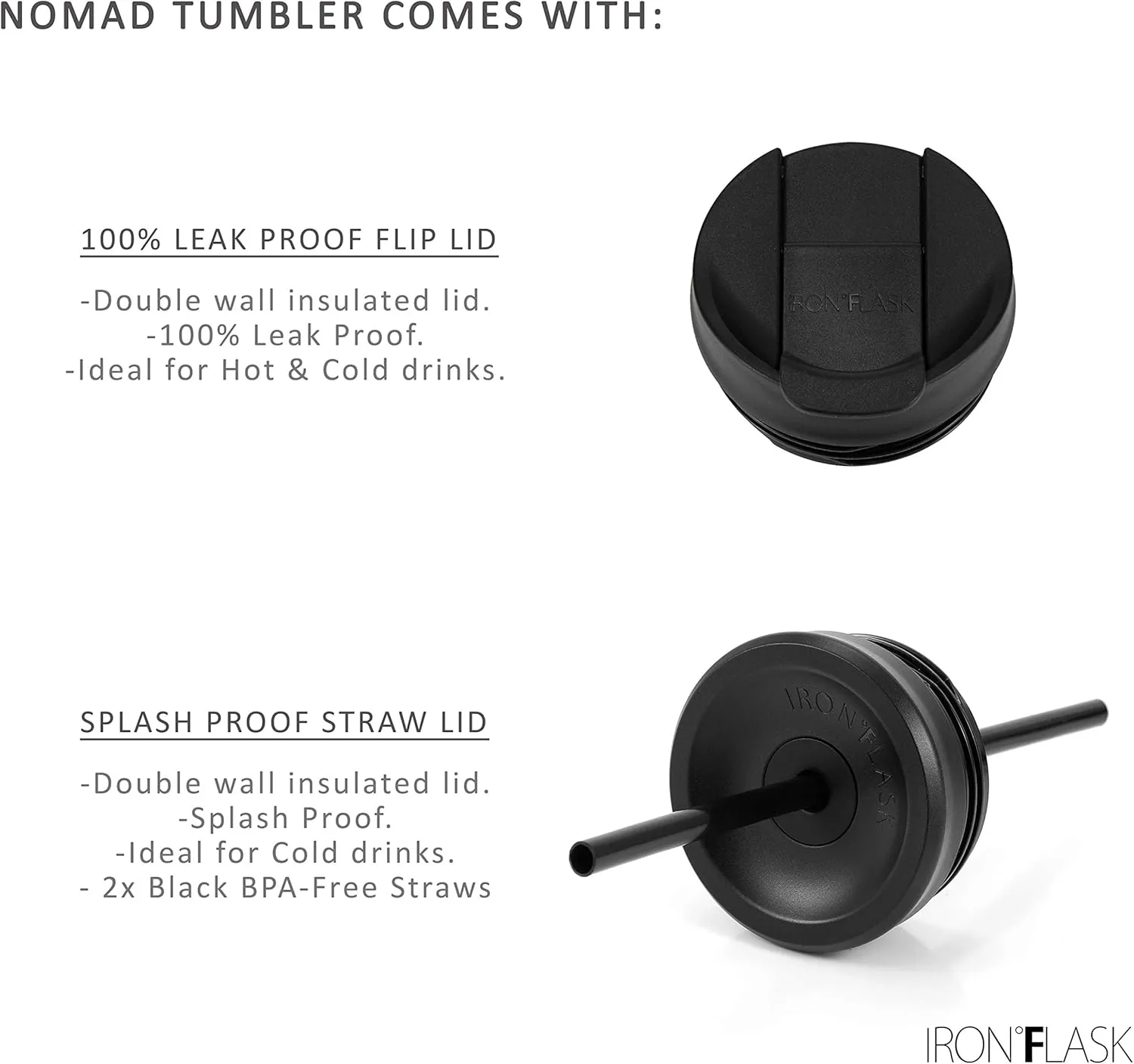 IRON °FLASK Nomad Tumbler - 2 Lids Straw/Flip, Vacuum Insulated Stainless Steel Bottle, Double Walled, Drinking Cup, Thermo Coffee Travel Mug, Water - Blue Waves, 16 Oz