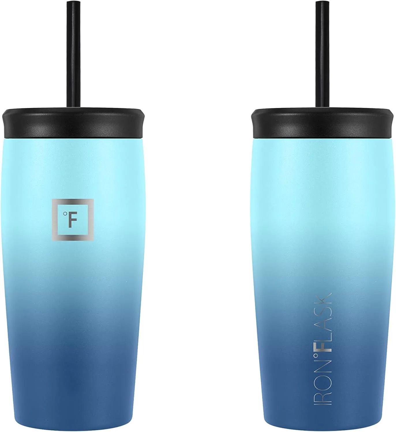 IRON °FLASK Nomad Tumbler - 2 Lids Straw/Flip, Vacuum Insulated Stainless Steel Bottle, Double Walled, Drinking Cup, Thermo Coffee Travel Mug, Water - Blue Waves, 16 Oz