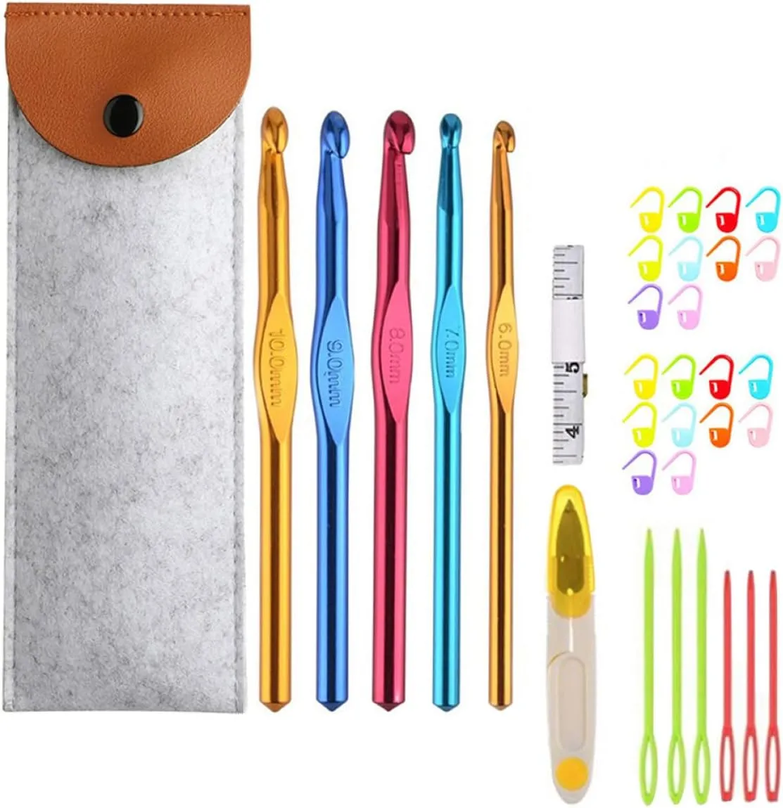 jojofuny 1 Set Crochet Hook for Beginners of Knitting Tools with Ergonomic Design for Crafting Scarves Hats Sweaters and More Knitting Supplies Kit