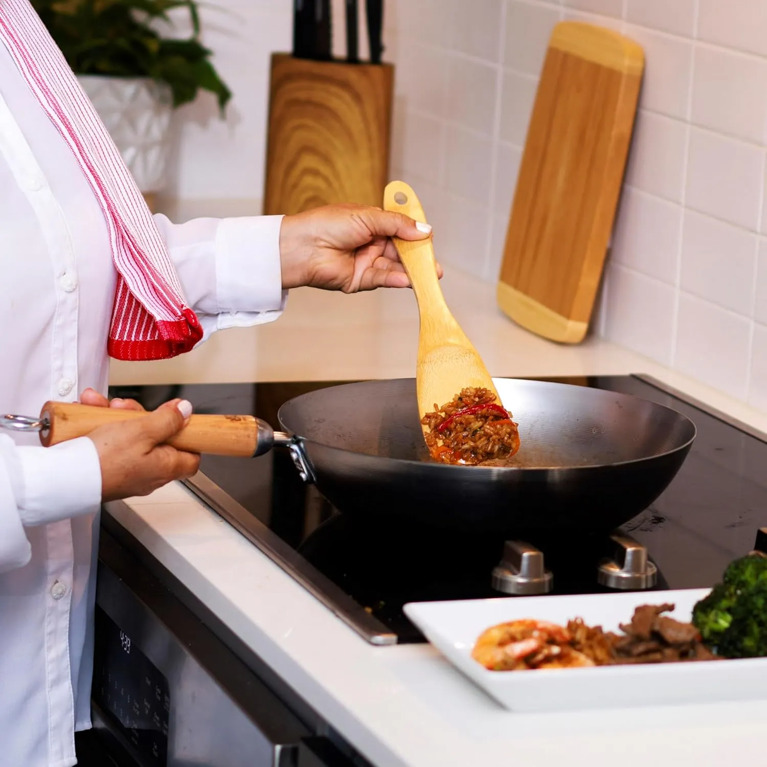 JOYCE CHEN Classic Series 12-Inch Carbon Steel Stir Fry Pan with Birch Handle