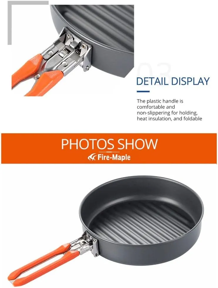 JSEIAJB Outdoor Camping Hiking Pinic Portable Hard Aluminium Alloy 0.9L Frying Pan Foldable Handle