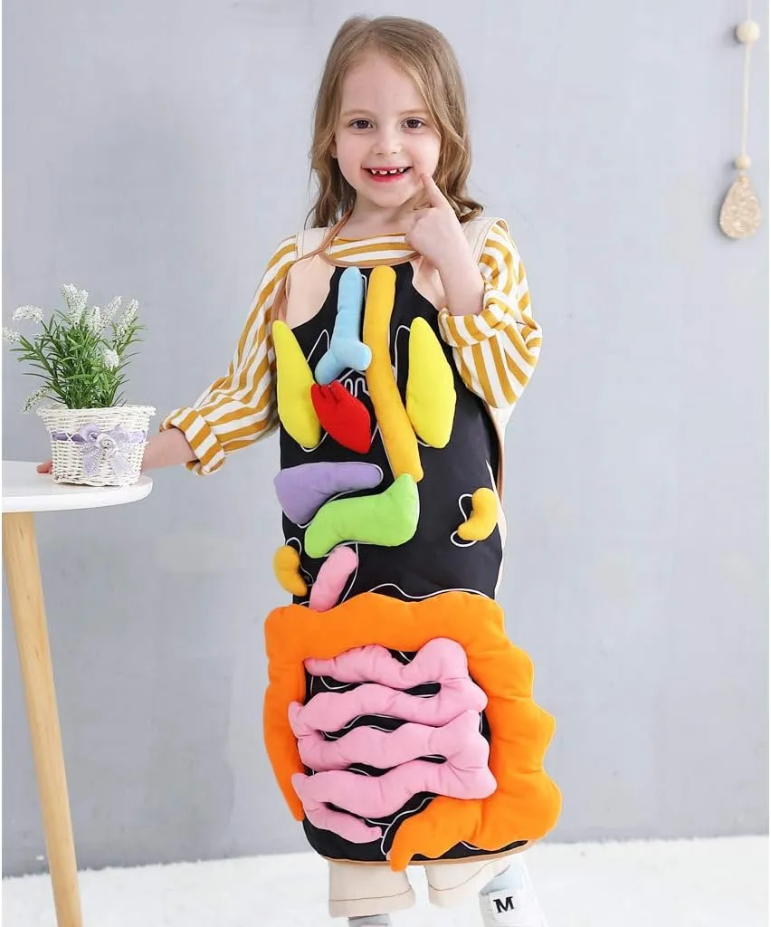 KAKIBLIN 3D Organ Apron, Anatomy Apron Human Body Organs,Human Body Anatomy Toy Awareness Educational Toy Learning Toys for Boys Girls Home Preschool Teaching Aid, Black