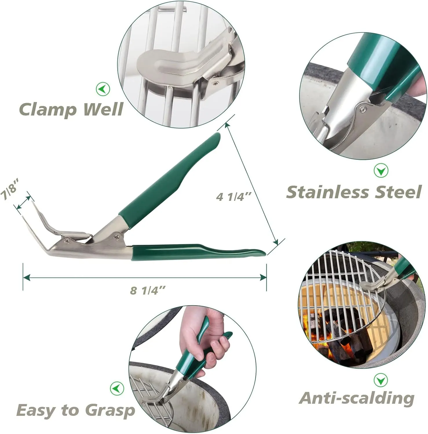 KAMaster Charcoal Grill Ash Tool Set for Big Green Egg Accessories,Ash Pan Ash Rake Grill Grate Lifter Kamado Parts,Kamado Grill Cleaning Tools for Kamado Grill Joe,Primo and Other Charcoal Grill