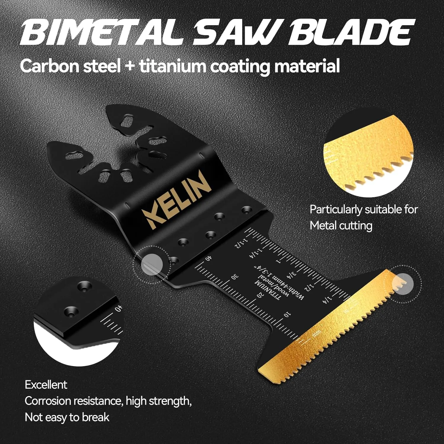 KELIN 24 PCS Extra Long Titanium Oscillating Saw Blades Kit, Oscillating Multitool Blades for Metal and Wood, Ideal for Narrow Long Space (6pcs Extra Long   18 Standard Size)