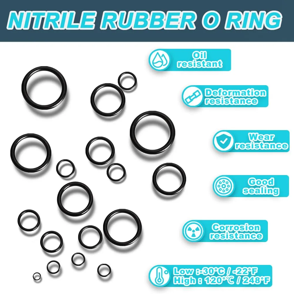 KEZE 788 Pcs SAE Rubber O Ring Assortment Kit Buna-N 70A 24 Size USA Standard Inch O Rings Set for Assort Faucets Plumbing Hydraulics Hose Repairs with O Ring Hook and Pick