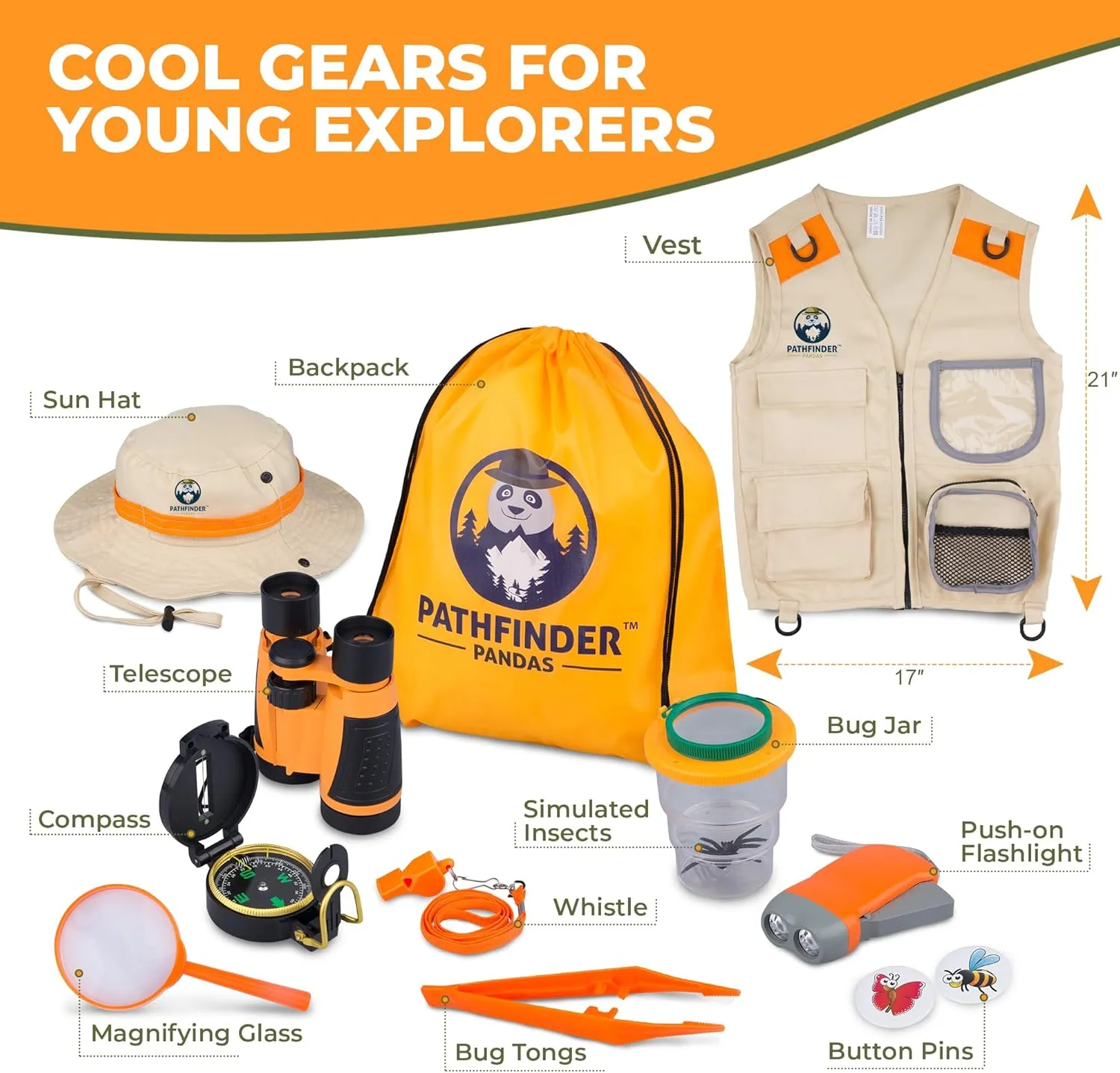 Kids Explorer Kit with Safari Vest & Hat for 3-12 Year Old Boys & Girls - Safari Costume Kids, Zoo Keeper, Paleontologist, Bug Kit & More - Giftable STEM Outdoor Explorer Kit for Kids   Bug Ebook