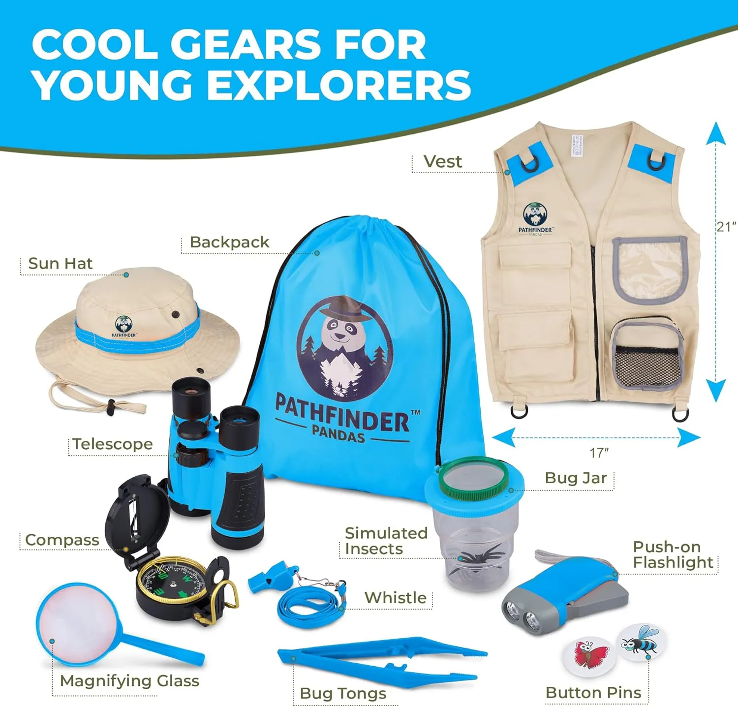 Kids Explorer Kit with Safari Vest & Hat for 3-12 Year Old Boys & Girls - Safari Costume Kids, Zoo Keeper, Paleontologist, Bug Kit & More - Giftable STEM Outdoor Explorer Kit for Kids   Bug Ebook