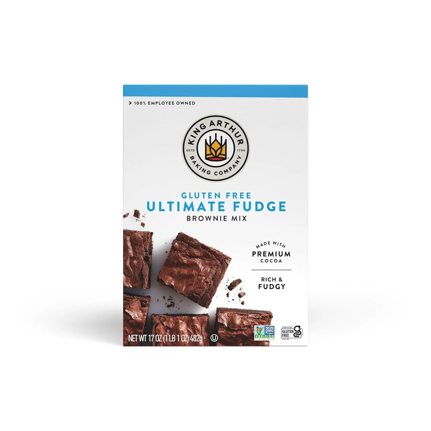 King Arthur, Gluten Free Fudge Brownie Mix, Gluten-Free, Non-GMO Project Verified, Certified Kosher, 17 Ounces (Pack of 6)