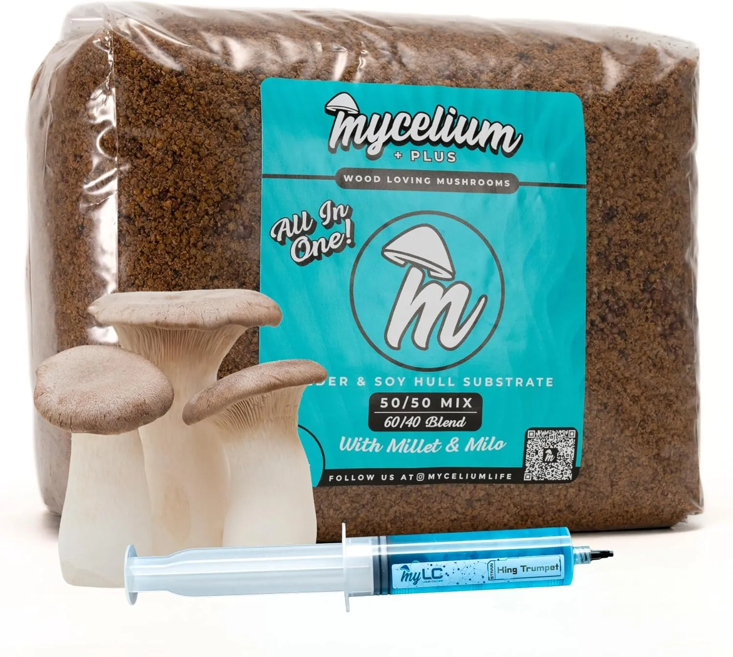 King Trumpet Mushroom Growing Kit – Organic 5LB Indoor Cultivation Bag with Liquid Culture Syringe – Grow Gourmet Mushrooms at Home – Beginner Friendly, Edible, Easy, Great Gardening Gift, USA Made