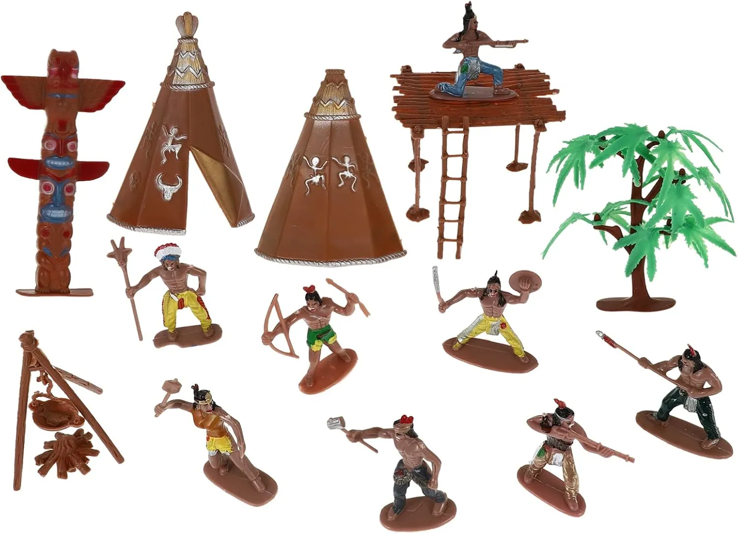 Kisangel 2 Sets Cowboys Indians Playset Imitated Indian Figurines Plastic Cowboy Figures Miniature Aboriginal Figures Home Decorations