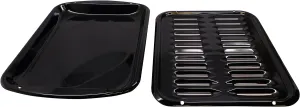 KITCHEN BASICS 101 Replacement Porcelain Broiler Pan and Grill for Whirlpool 4396923, Black