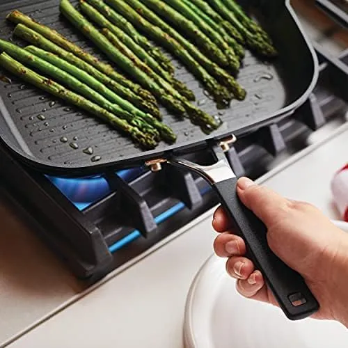 KitchenAid Hard Anodized Nonstick Square Grill Pan/Griddle with Pour Spouts, 11.25 Inch, Onyx Black