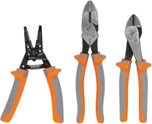 Klein Tools 9416R 1000V Insulated Plier and Wire Stripper Tool Kit, Made in USA, Side-Cutter, Diagonal-Cutter and Wire Stripper, 3-Piece