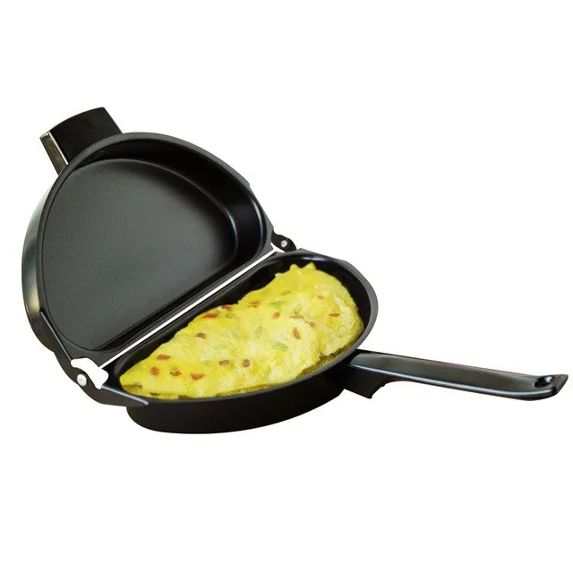 KMYC Unique Design Non-stick Folding Omelette Pan Hand Frying Pan Stainless Iron Double Side Grill Pan Outdoor Panelas Pans