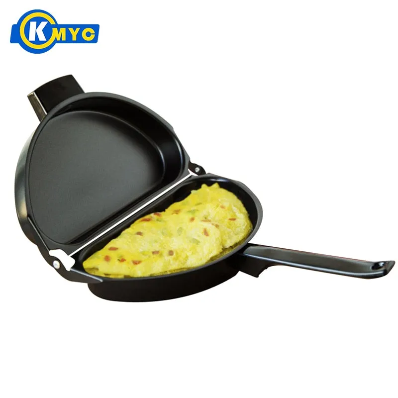 KMYC Unique Design Non-stick Folding Omelette Pan Hand Frying Pan Stainless Iron Double Side Grill Pan Outdoor Panelas Pans