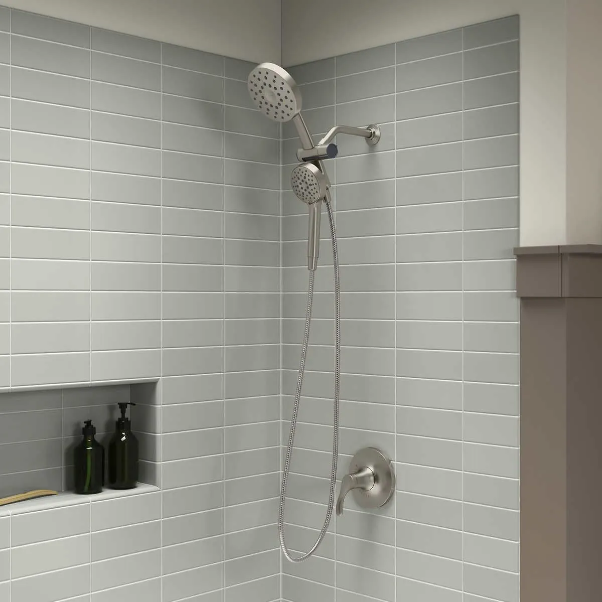 Kohler Prone 3-in-1 Multifunction Shower Head with PowerSweep Combo Shower Kit, PowerSweep Spray, Magnetic Handshower Dock (Brushed Nickel)