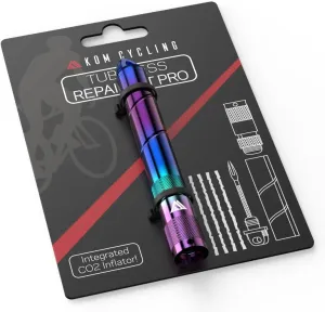 KOM Cycling Tubeless Tire Repair Kit for Bikes 8 Colors! Fixes Mountain Bike and Road Bicycle Tire Punctures – Includes Tire Repair Fork Reamer, 8 Bacon Strips. Tubeless Bike Repair Kit