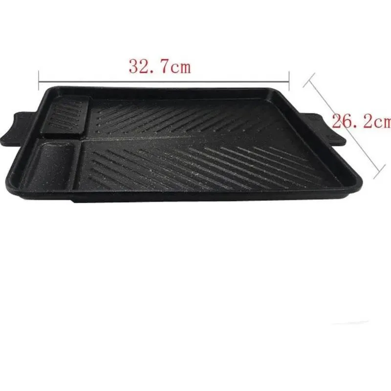 Korean Grill Pan - Non-Stick Smokeless BBQ Tray for IndoorOutdoor Cooking