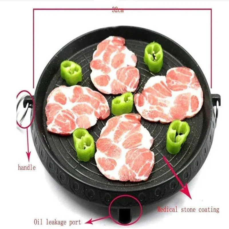 Korean Grill Pan - Non-Stick Smokeless BBQ Tray for IndoorOutdoor Use