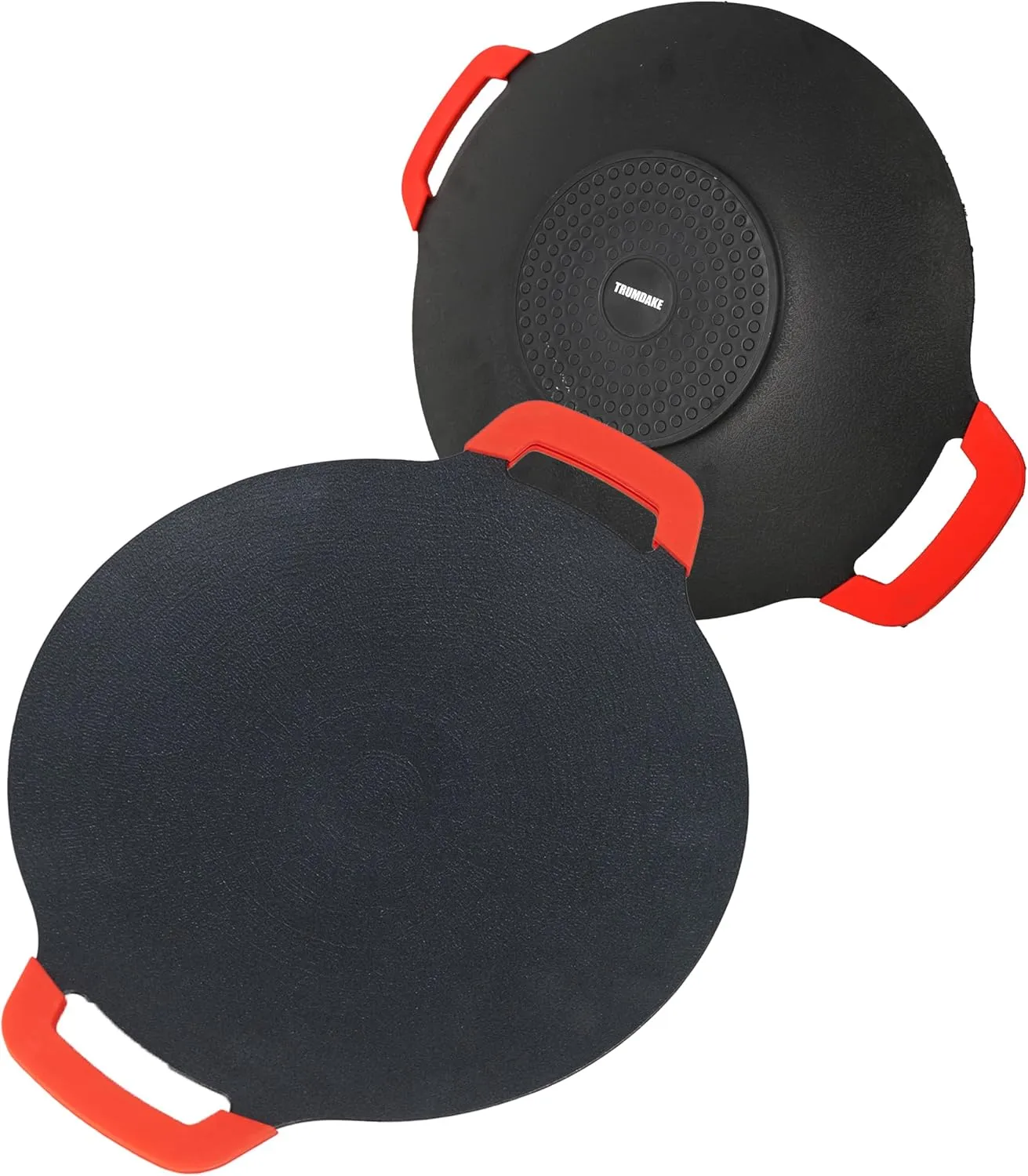 Korean Style BBQ Grill Pan,13" Non-stick Smokeless Circular Grill Pan with Silicone handle,Medical Stone Coated Barbecue Stovetops Frying Pan for Indoor Outdoor Camping baking Pan