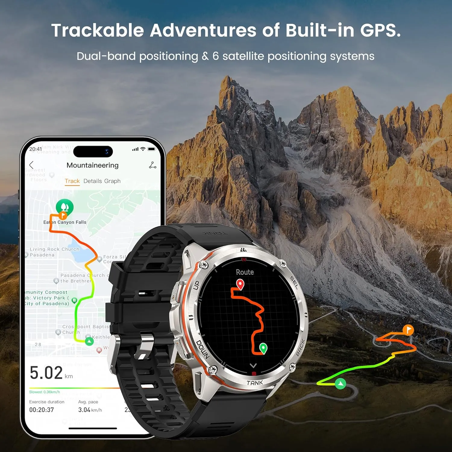 KOSPET Tank T3 Ultra Smart Watch GPS for Men, 5ATM Waterproof, Pressure&Altitude&Compass, Extra-Large Battery, Full Metal Body Rugged Military Smartwatch Bluetooth Calling-1.43” AMOLED Display