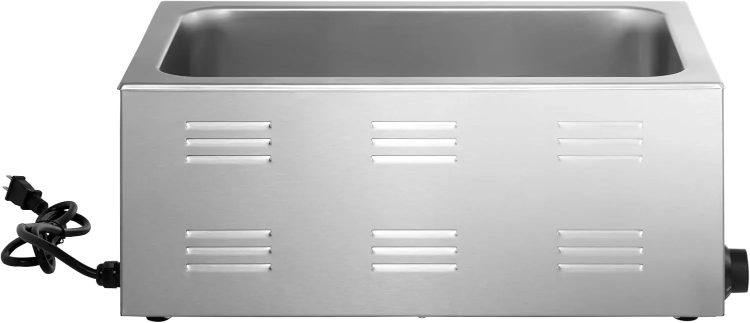 Kratos Commercial Electric Countertop Food Warmer and Cooker, 120V, 1500 Watts, Stainless Steel Portable Steam Table, Fits a 12" x 20" Food Pan (28W-169)
