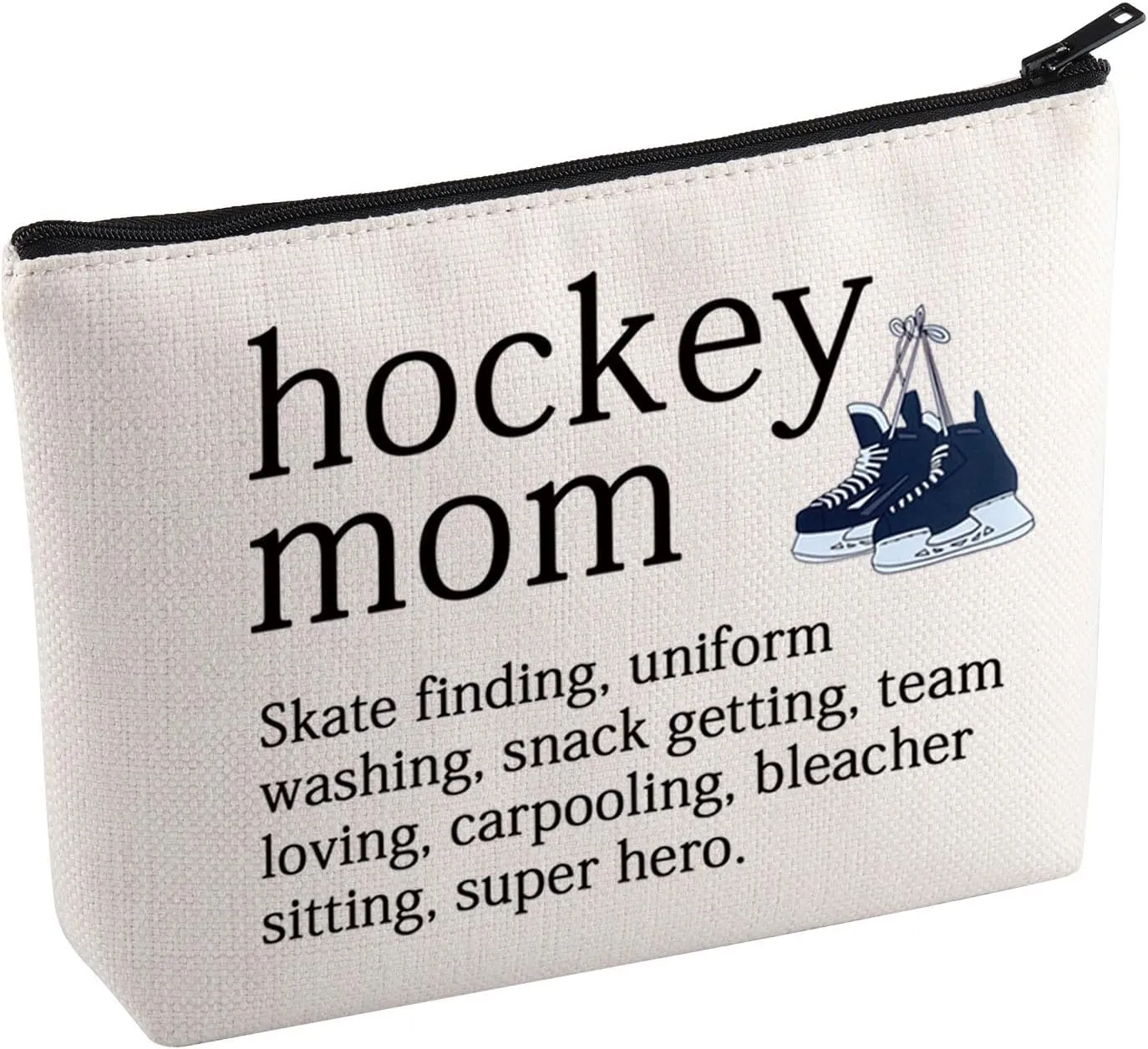 KUIYAI Hockey Mom Definition Cosmetic Bag Ice Hockey Lover Makeup Bag Hockey Team Gift Mom Life Gift Hockey Season Gift For Player (HockeyMomSkate Mup)