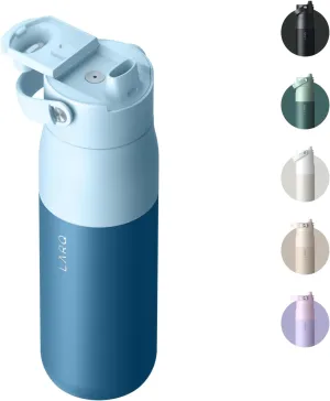 LARQ Bottle Swig Top 23oz - Insulated Reusable Stainless Steel Water Bottle With Built-In Silicone Handle | Thermos, BPA Free | For Sports, Gym, and Travel | Amalfi Blue