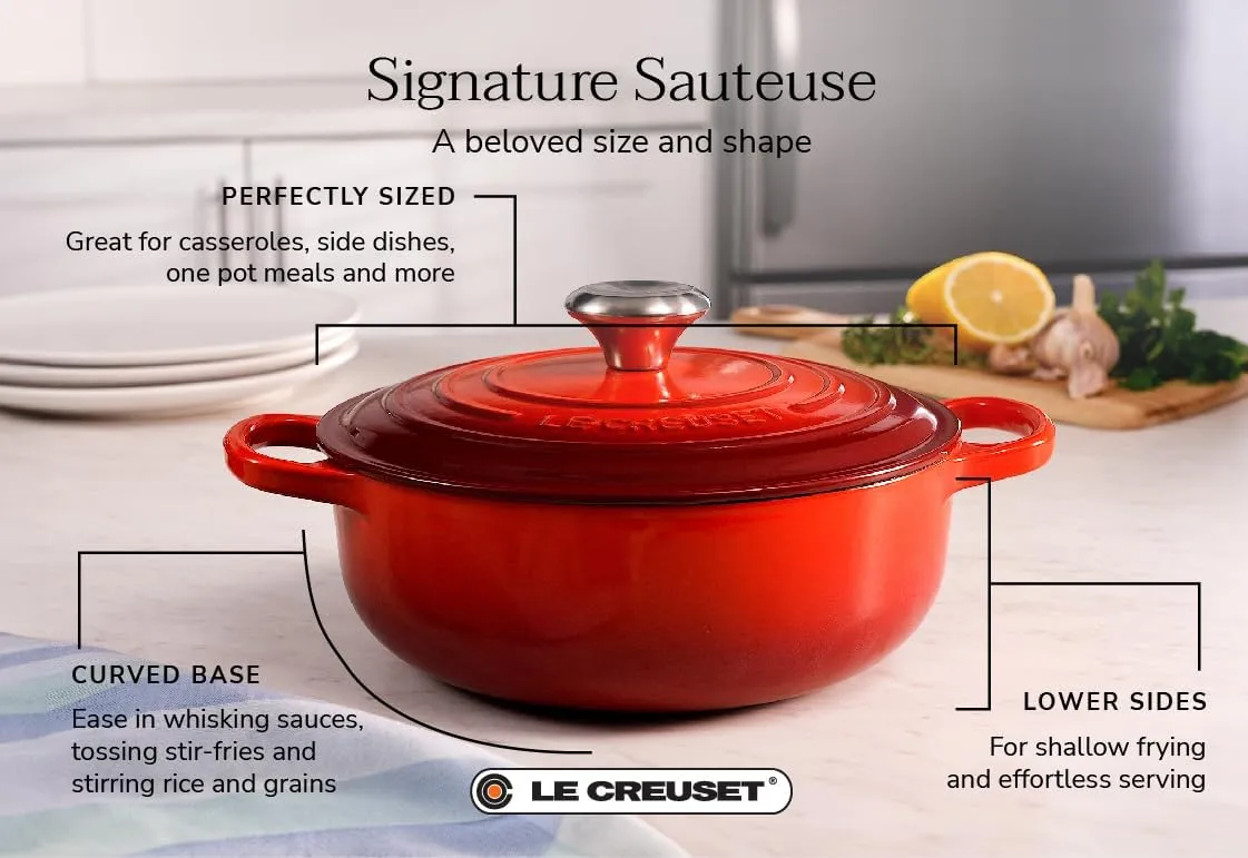 Le Creuset Signature Enameled Cast Iron Sauteuse. 3-1/2-Qaurt, Artichaut