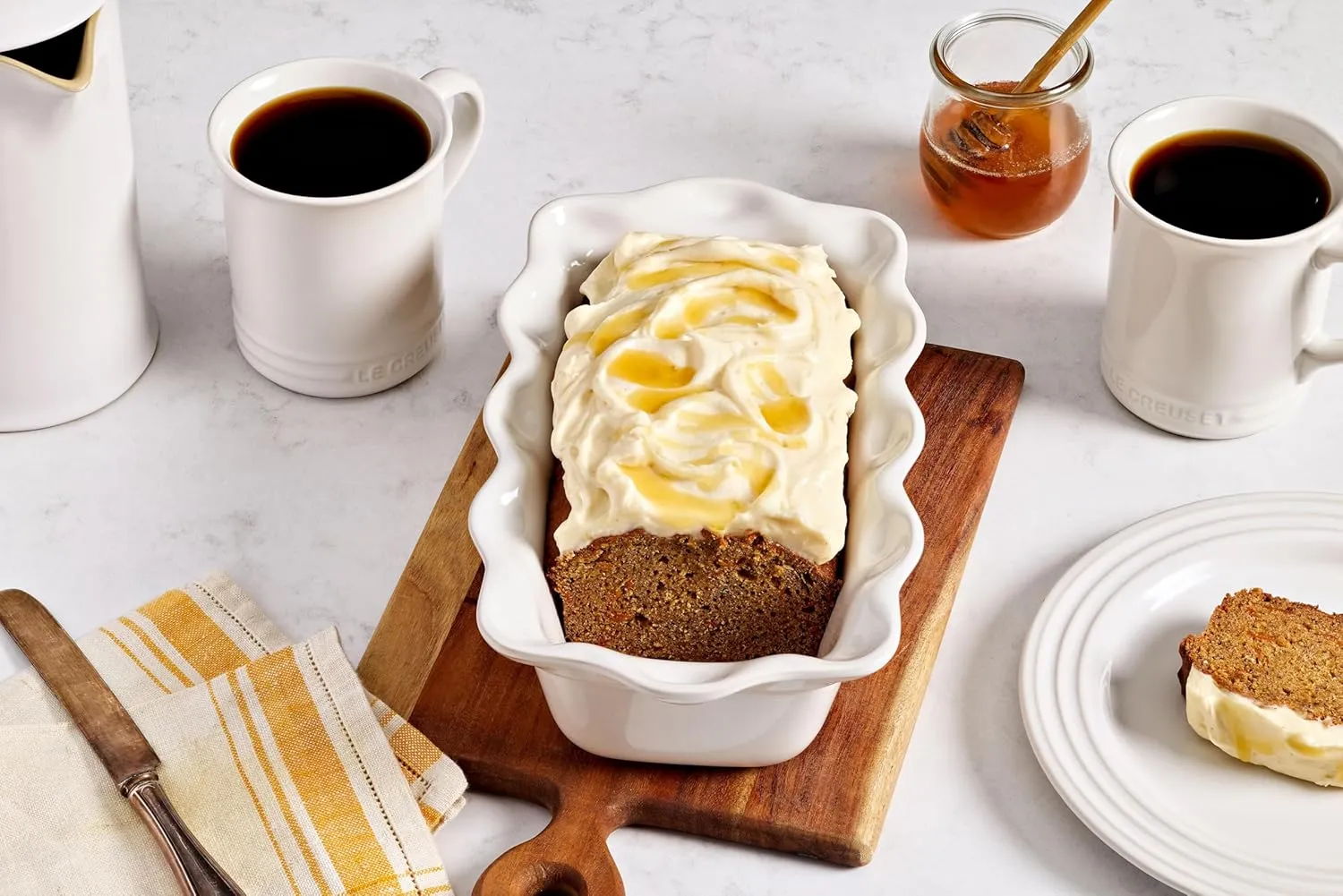 Le Creuset Stoneware Heritage Fluted Loaf Pan, 9", Sea Salt