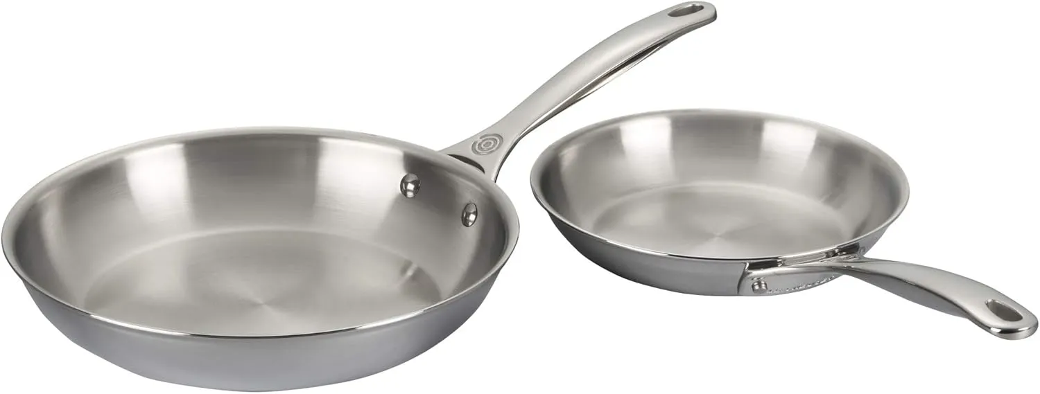 Le Creuset Tri-Ply Stainless Steel 2 pc. Fry Pan Set, (8" Fry Pan & 10" Fry Pan)
