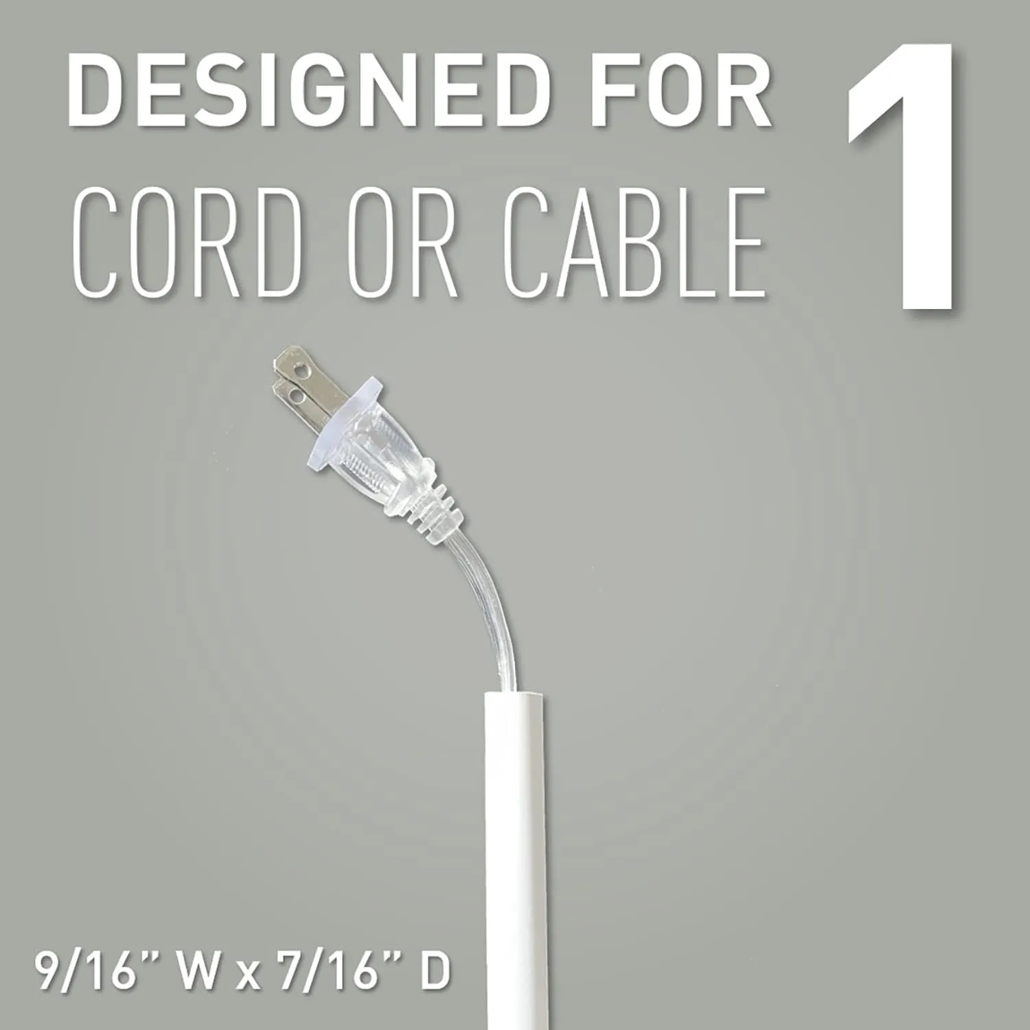 Legrand Wiremold C110S Cordmate 108 Inch 17 Piece Cord Cover Kit, Organizer for Wall, Holds 1 Cord or Cable, Sustainable Packaging, White (1 Pack)