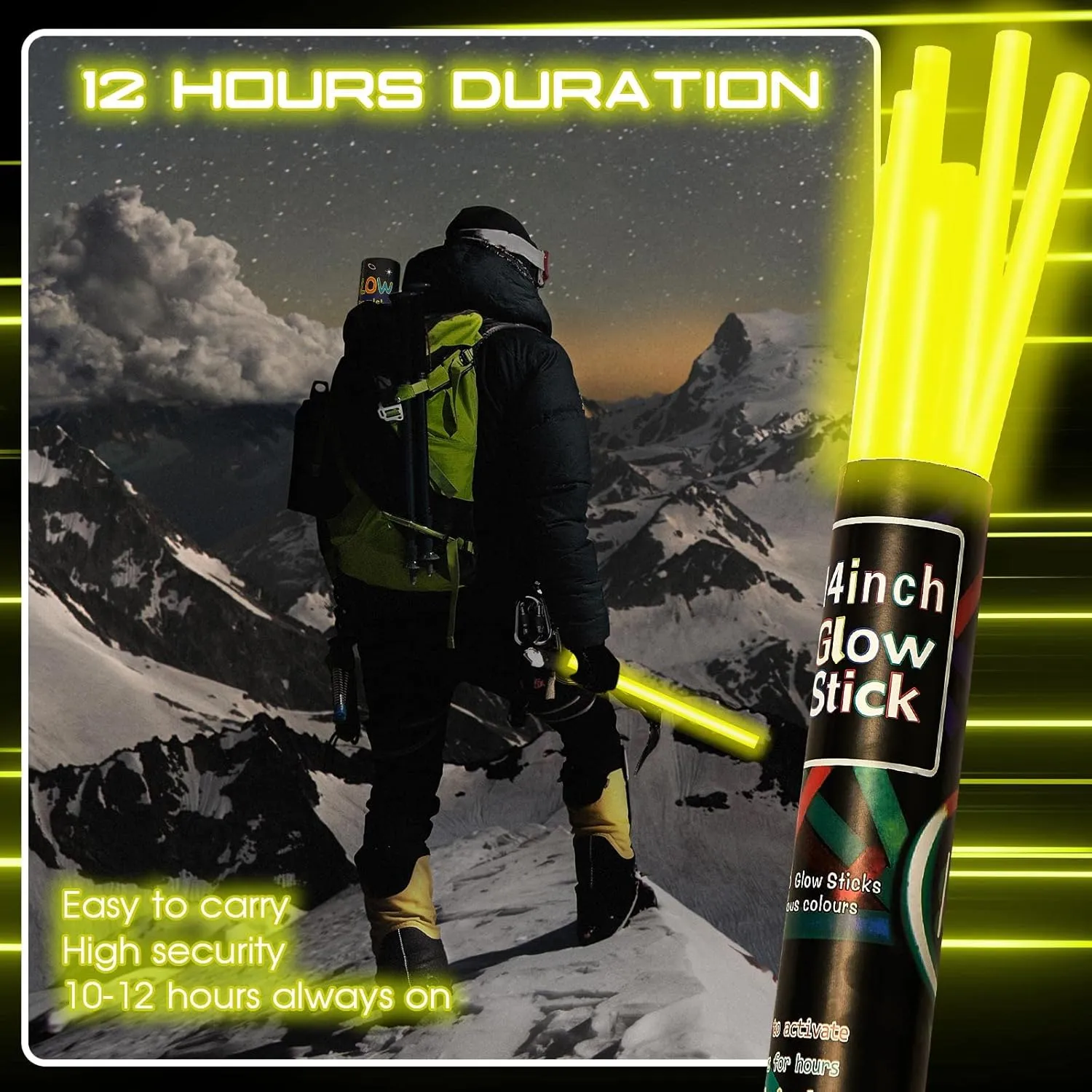 Lewtemi 10 Pcs 14 Inch Large Glow Sticks Christmas Jumbo Sticks Big Glow Stick Giant Light Stick Emergency Light Stick for Camping Accessories, Survival Kit