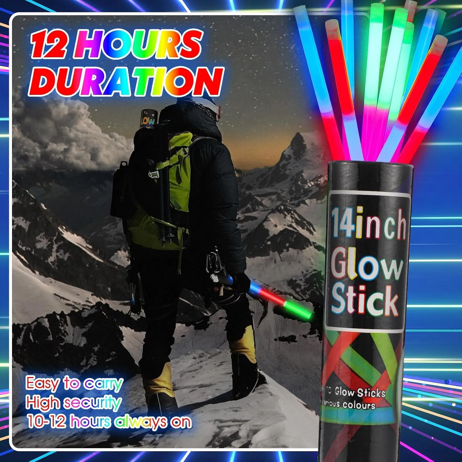 Lewtemi 10 Pcs 14 Inch Large Glow Sticks Christmas Jumbo Sticks Big Glow Stick Giant Light Stick Emergency Light Stick for Camping Accessories, Survival Kit