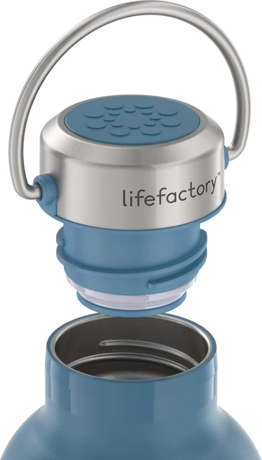 LIfeFactory Stainless Steel Vacuum-Insulated Sport Bottle, 20 Ounce, Dark Denim