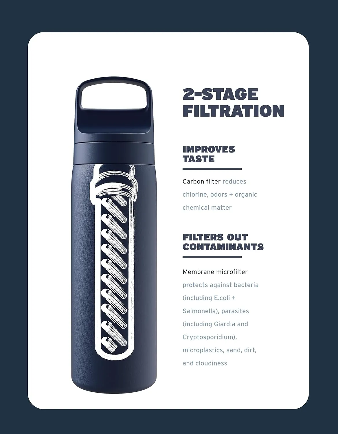 LifeStraw Go Series – Insulated Stainless Steel Water Filter Bottle for Travel and Everyday Use, Removes Bacteria, Parasites and Microplastics, Improves Taste, 18oz Laguna Teal