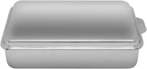 Lindy's Stainless Steel 9 X 13 Inches Covered Cake Pan with Stainless Steel Lid, Deep Pan for Baking Cakes, Breads, Casseroles, Fish, Vegetables and More