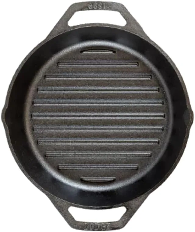 Lodge 12" Cast Iron Dual Handle Grill Pan, Black
