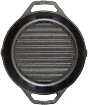 Lodge 12" Cast Iron Dual Handle Grill Pan, Black
