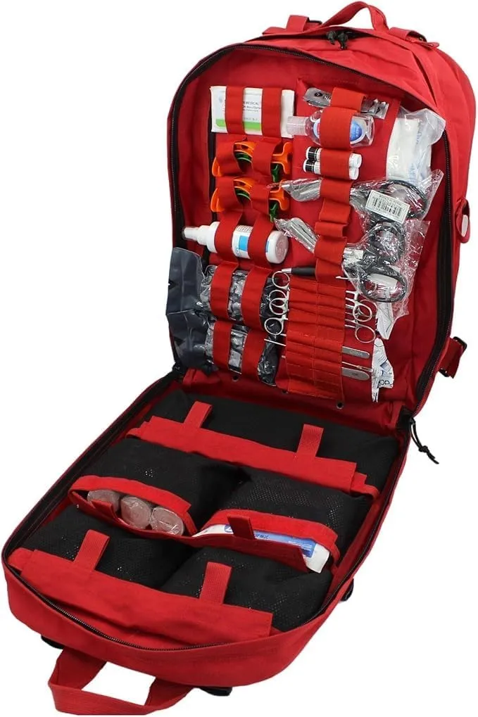 Luminary Stomp Medical Backpack Fully Stocked First Aid Trauma Kit Special Operations Pack Medical Bug Out Bag for EMS/EMT First Responders Preppers (Red)