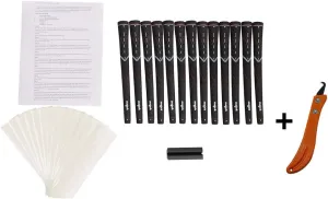 Majek All Senior Men's Golf Grips Midsize Black Tour Pro and Grip Kit   Utility Hook Blade (13 grips, grip tape, clamp, grip removal hook blade, instructions)