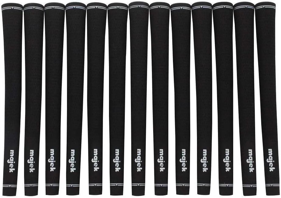 Majek Jumbo Size Tour Pro Black Golf Grips and Grip Kit   Utility Hook Blade (13 grips, grip tape, clamp, grip removal hook blade, instructions)