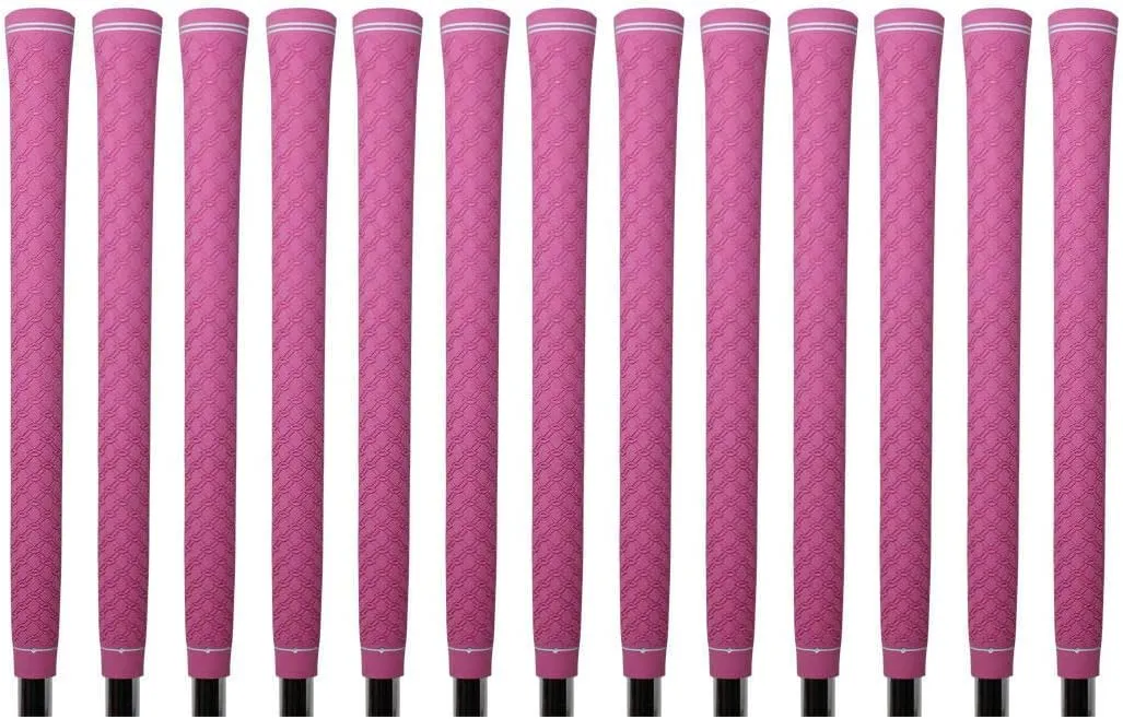 Majek Ladies Tour Pro Pink Undersize Golf Grips and Grip Kit   Utility Hook Blade (13 grips, grip tape, clamp, grip removal hook blade, instructions)