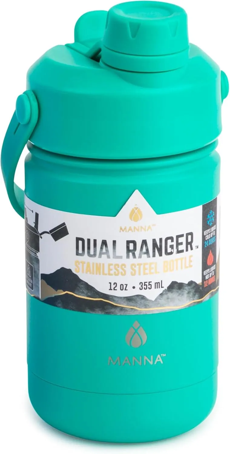 Manna Ranger Dual Insulated Stainless Steel Bottle - 12 Oz - Seafoam Green Powder Coat