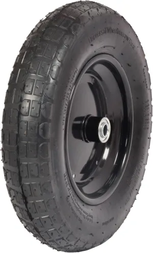 Marathon Industries 20265 Pneumatic (Air-Filled) Wheelbarrow Tire 3" Centered Hub, 5/8" Nylon Bushing with Spacer Kit Included, Multi