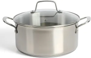 Martha Stewart Castelle 5-Quart 18/8 Stainless Steel Induction Safe Dutch Oven Casserole Pot With lid