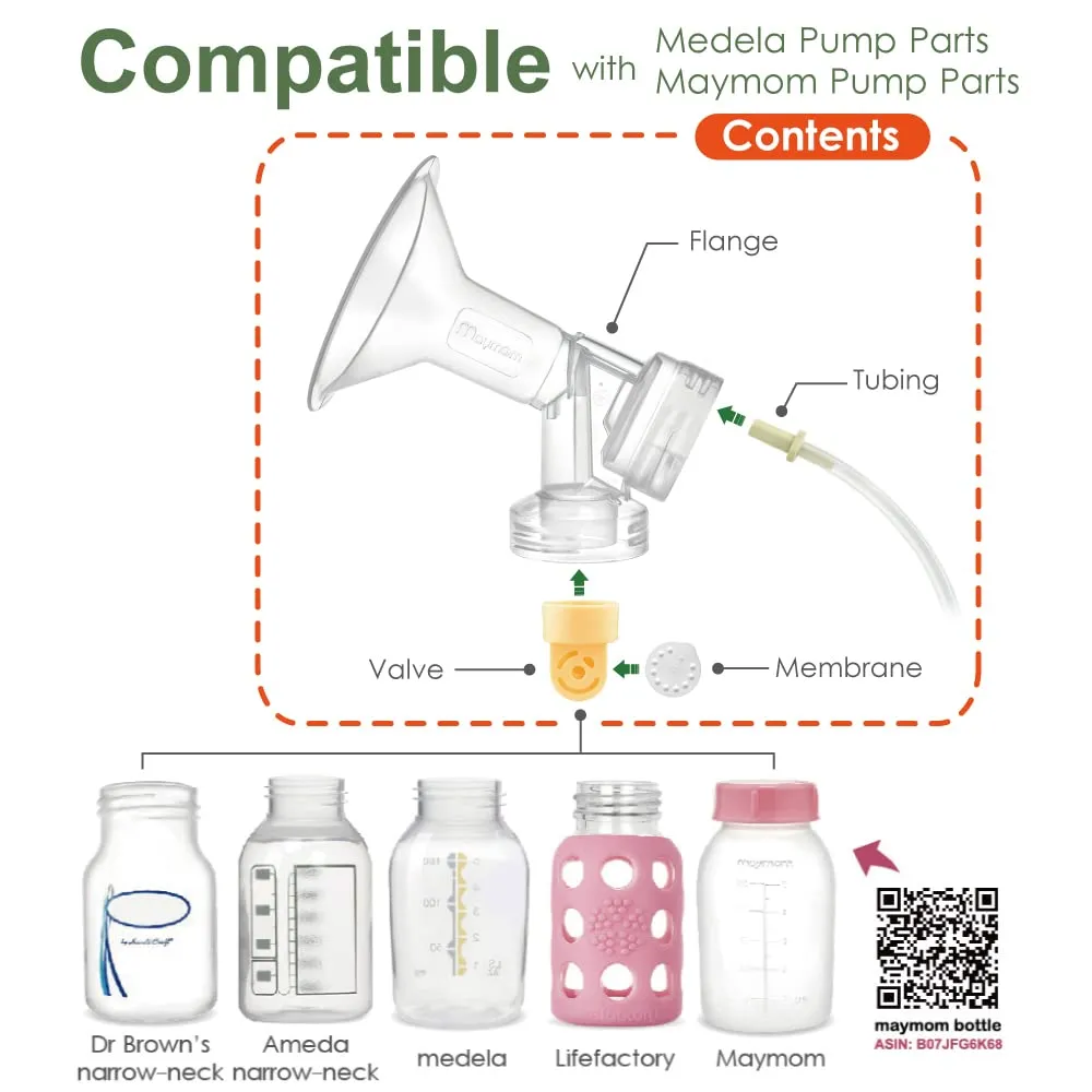 Maymom Breast Pump Kit Compatible with Medela Pump in Style Advanced Breast Pumps; 2X Breastshields (one-Piece), 27mm, 4 Valves, 6 Membranes, & 2 Tubings; Can Replace Medela Valve, Pumpinstyle