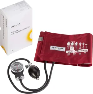 McKesson Aneroid Sphygmomanometer – Manual Blood Pressure Cuff Monitor with Carrying Case, Cuff 34-50 cm, Burgundy, 1 Count