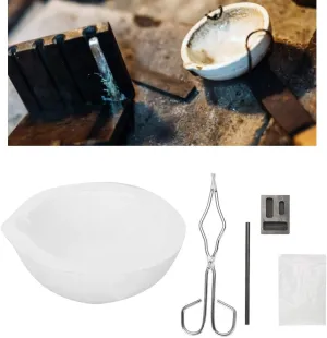 Melting Tool Kit , Melting Kit Crucible Graphite Rod Graphite Ingot 30g Borax 25cm Crucible Tong