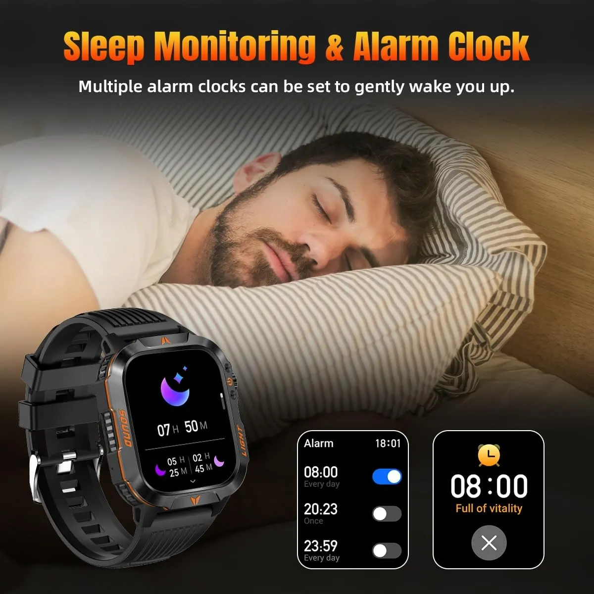 Men's Military Smart Watch Altimeter Barometer Compass IP68 Waterproof Suitable for Swimming Answer/Make Call Function Outdoor Tactical Smart Fitness Watch Heart Rate for Android & iOS (Black)